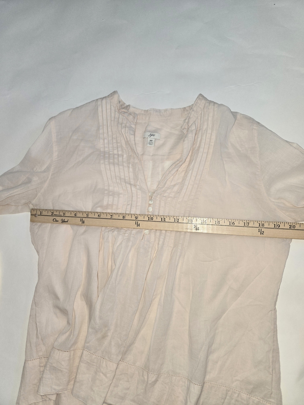 J. Jill Pale Pink Pintuck Peasant Blouse Size Med Petite - Picture 8 of 11
